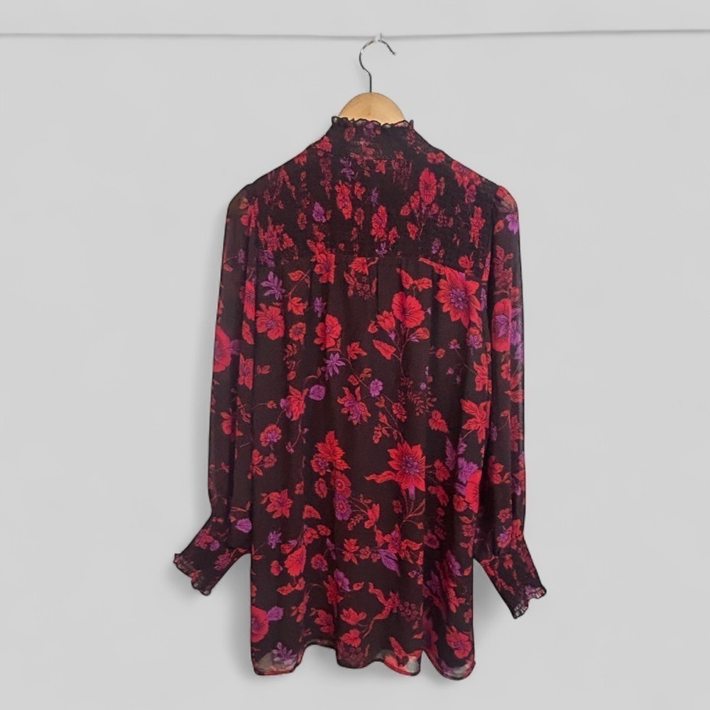 Sanctuary NIGHT WISH Sparks Fly Floral Printed Smocked Shift Dress Size Small - Picture 5 of 10